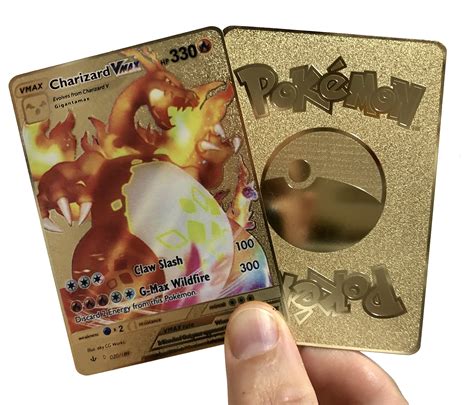 6 metal damage-counter dice. . Gold charizard card